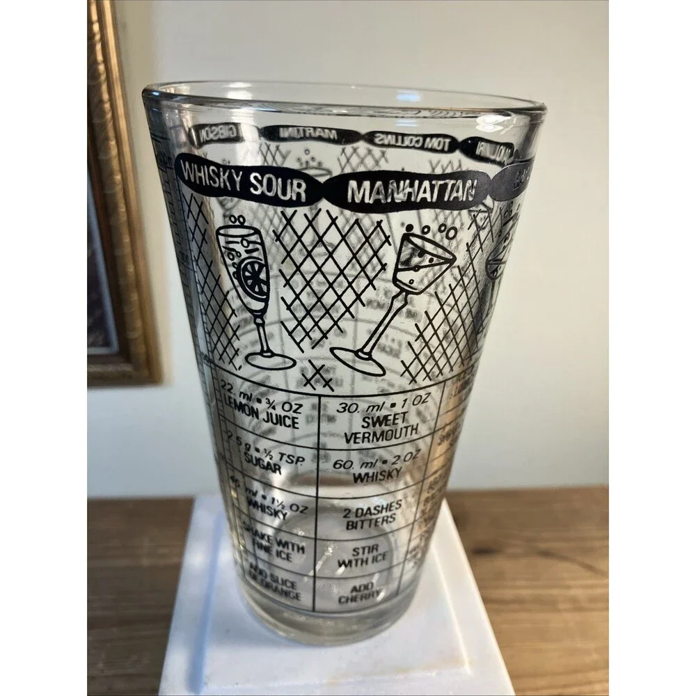 VTG 50’s Irvinware USA Party Barware Drink Recipe Cocktail Mixer Shaker Glass 6”